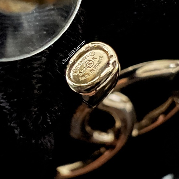 Auth BN Chanel Classic CC Logo Gold Dangle Earrings - Picture 5 of 8